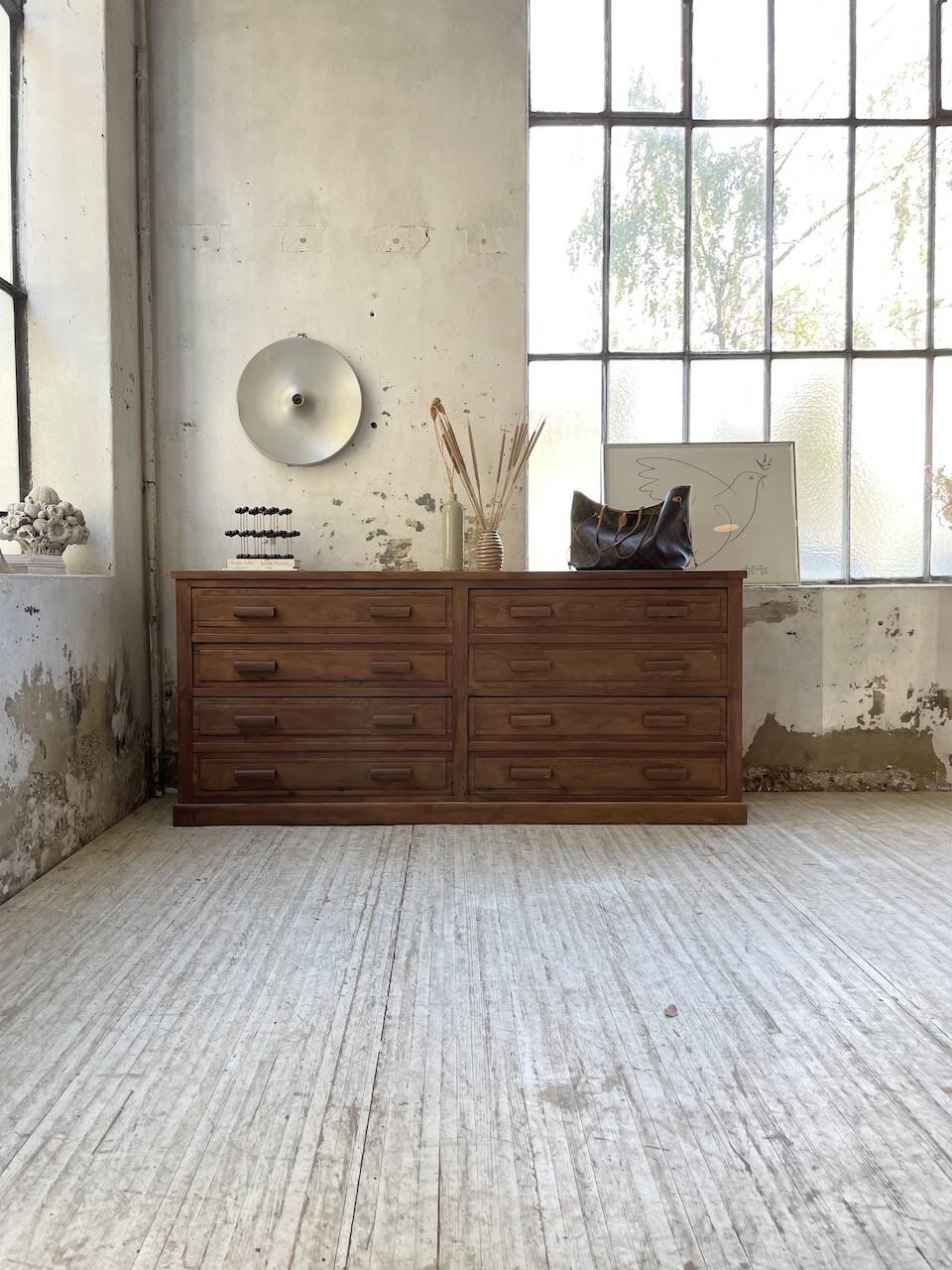 50s pitch pine haberdashery cabinet