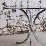 Chrome and smoked glass dining table in the style of Gastone Rinaldi, 1970.