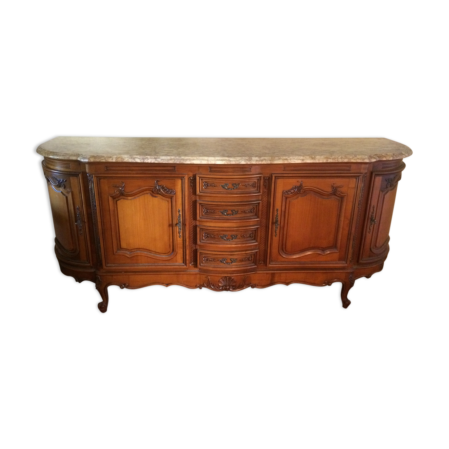 Buffet led cherry style louis XV marble tray