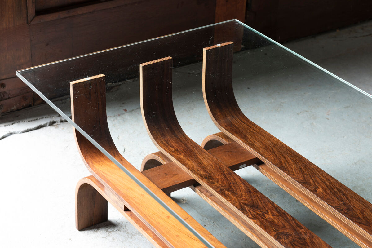 Coffee table with a steam-bent base by Ilse Möbel, 1960’s