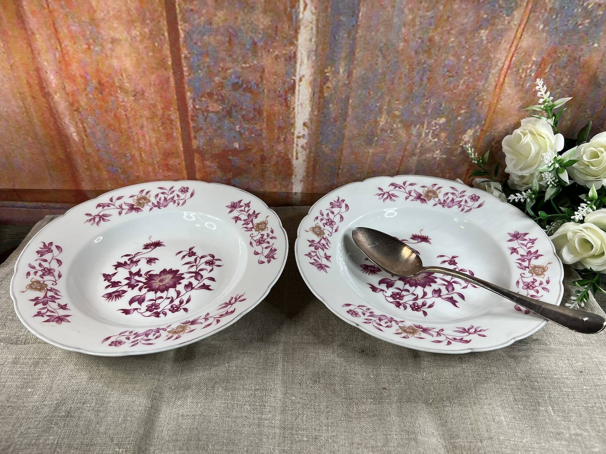 2 Christofle soup plates by Bernardaud Limoges