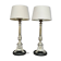 Paire de lampes. Bronze massif argenté.