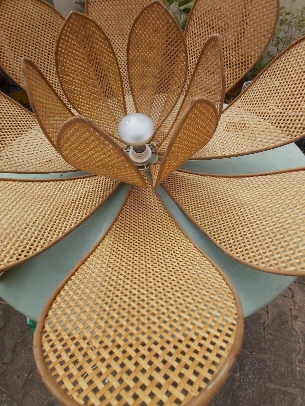 Lotus flower suspension in vintage cannage