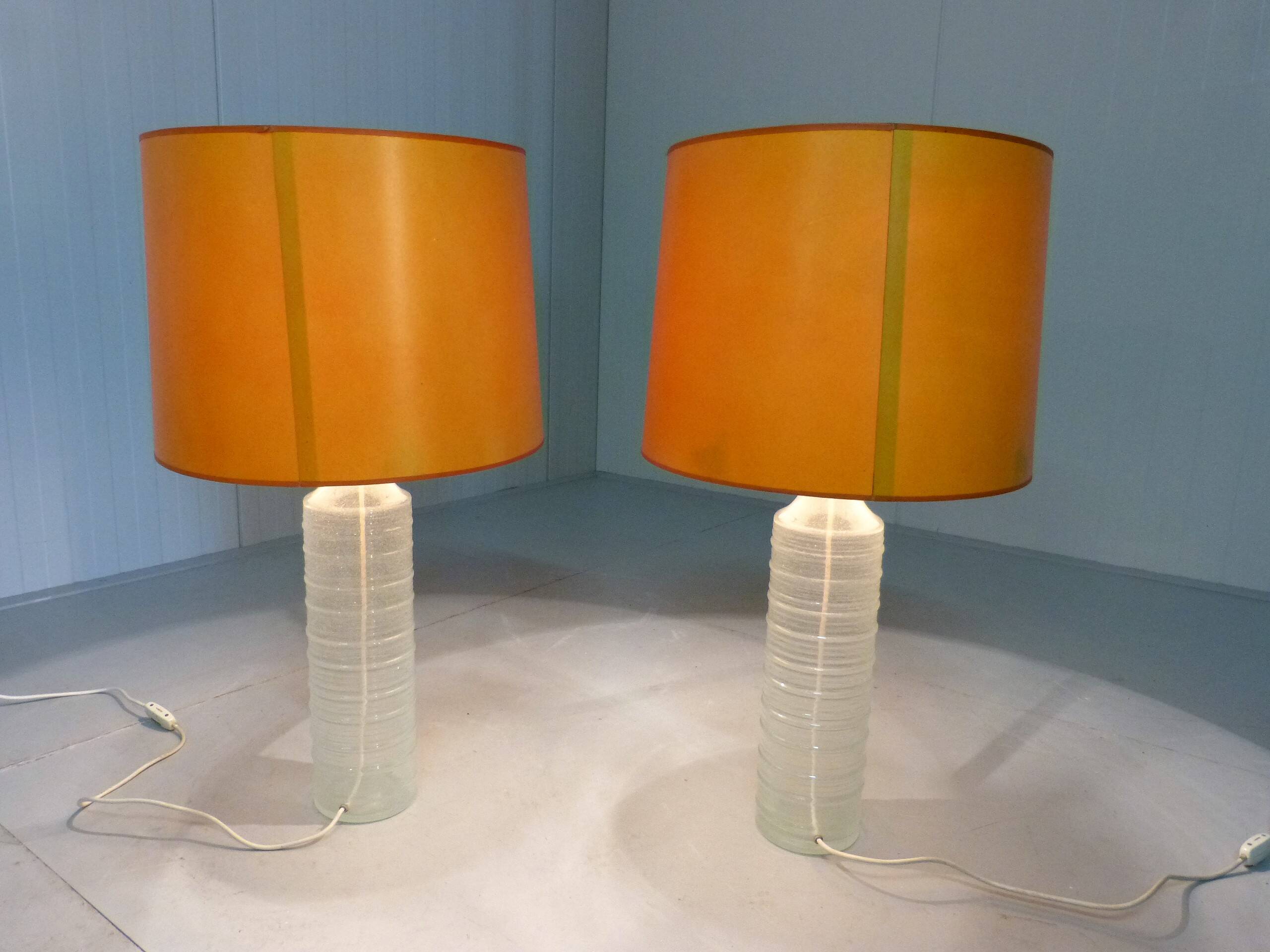 Set of 2 large glass table lamps 1960’s