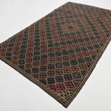 6x9 Green & Red Geometric Vintage Kilim Rug