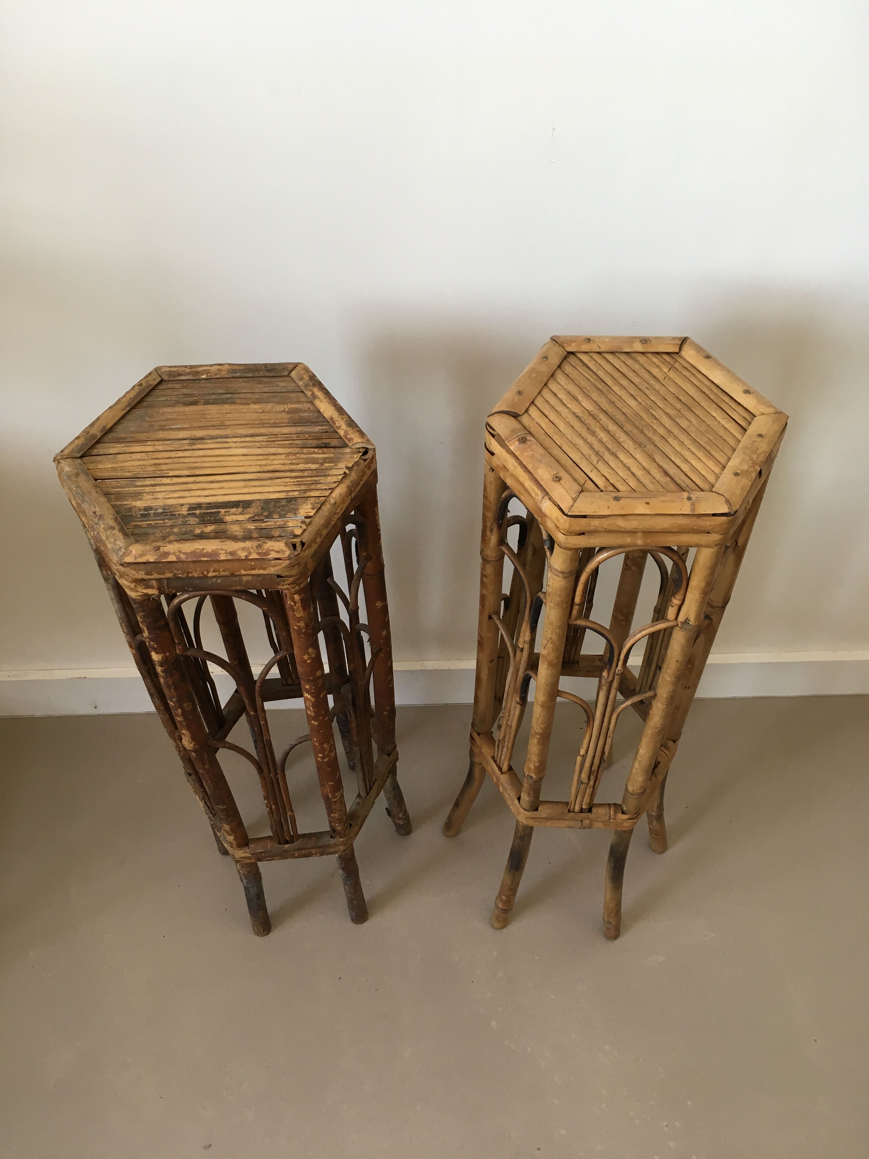 Old bamboo side table
