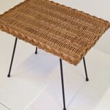 Vintage 1950s rattan side table