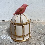Bonbonnière cage oiseau céramique