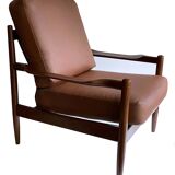 Pair of Scandinavian Teak and Leather Armchairs, 1960s