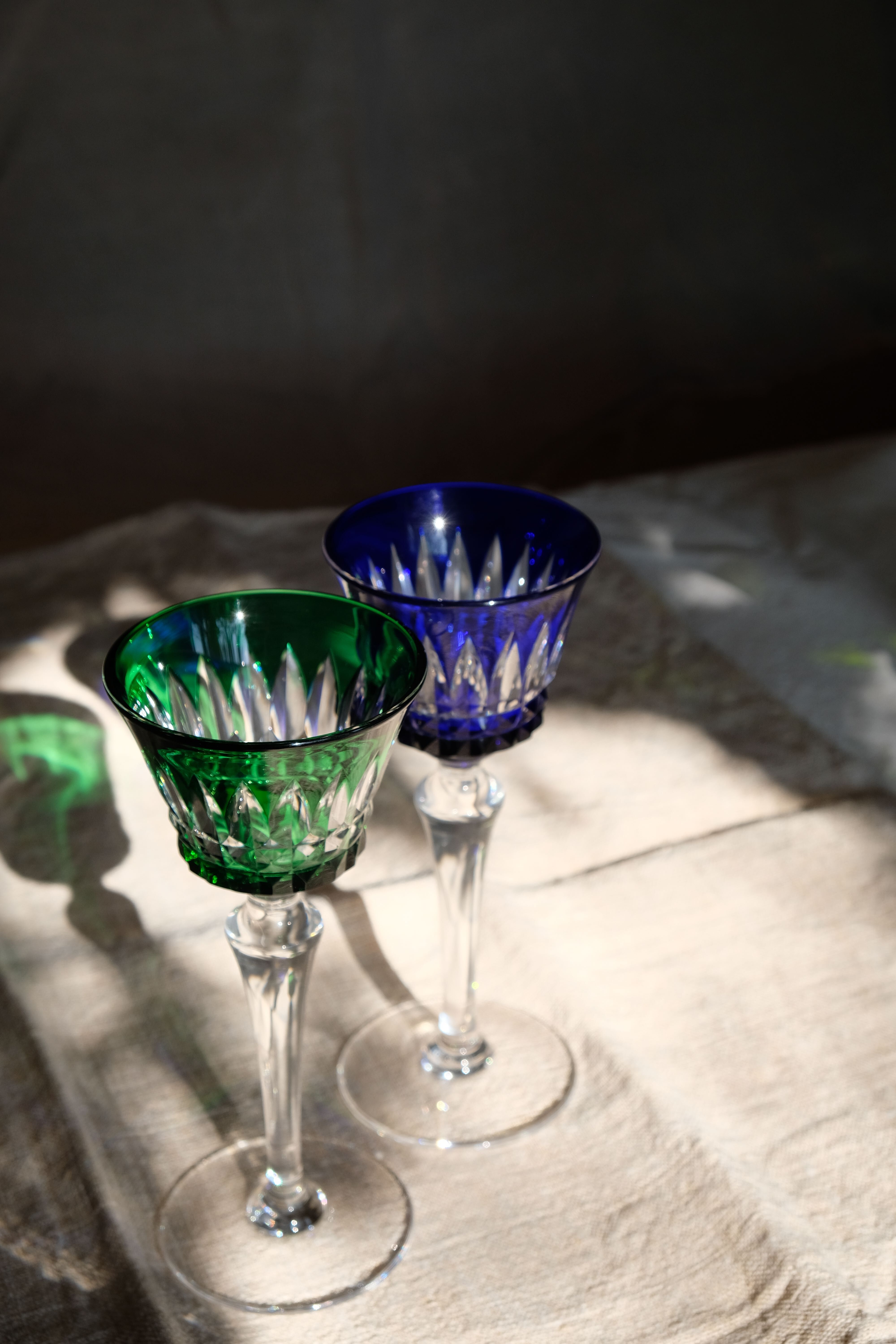 6 Baccarat glasses Piccadilly Model in colored crystal