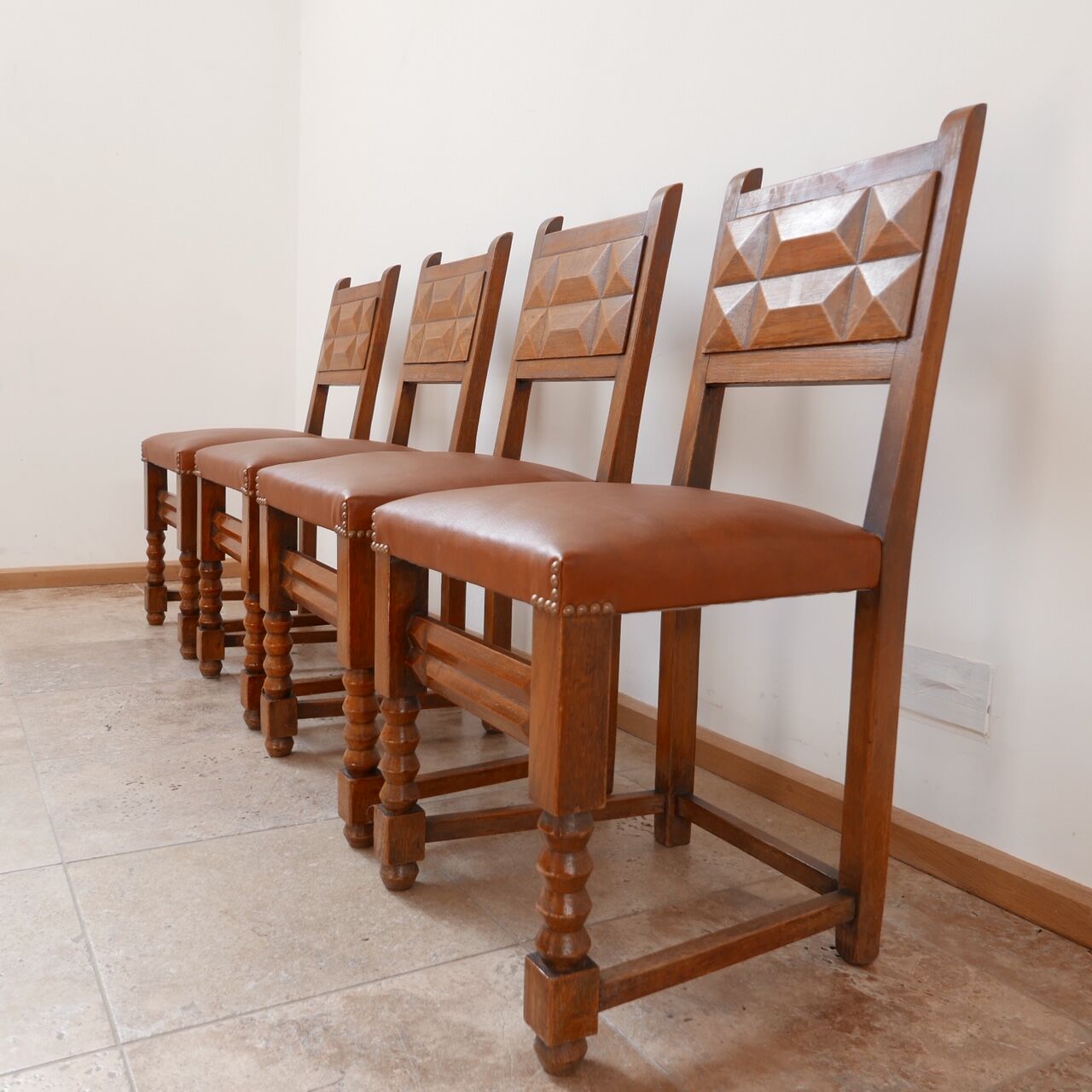 Set of four french deco dining chairs