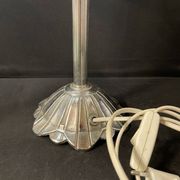 Art Deco table lamp – Silver bronze & pressed/molded glass