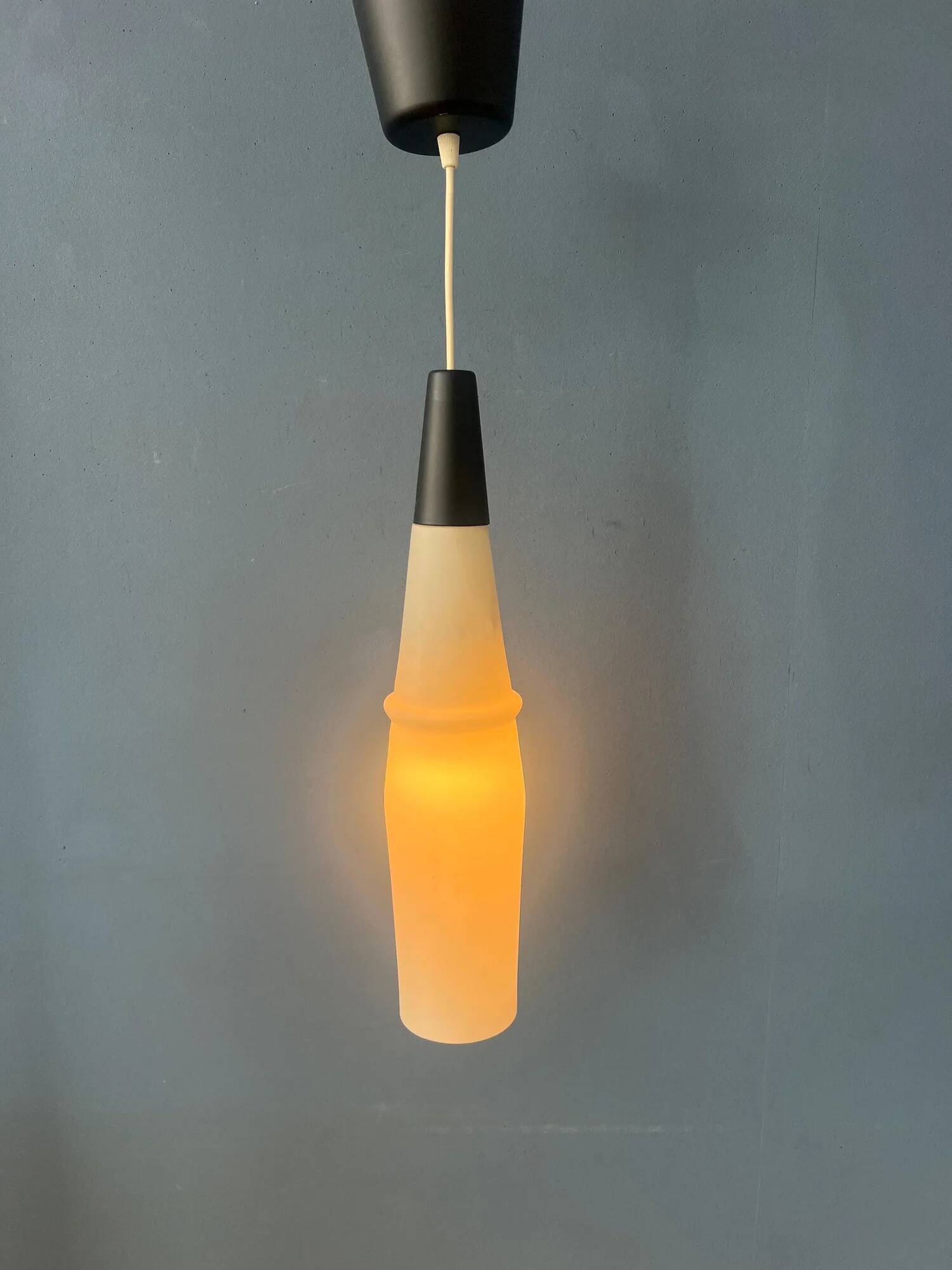 Mid-century long opaline glass pendant light