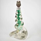 Vintage French Crystal Table Light | Mid Century Emerald Green Accent Light Bedside | Lead Twisted Glass | Val St Lambert Seguso Murano 1950