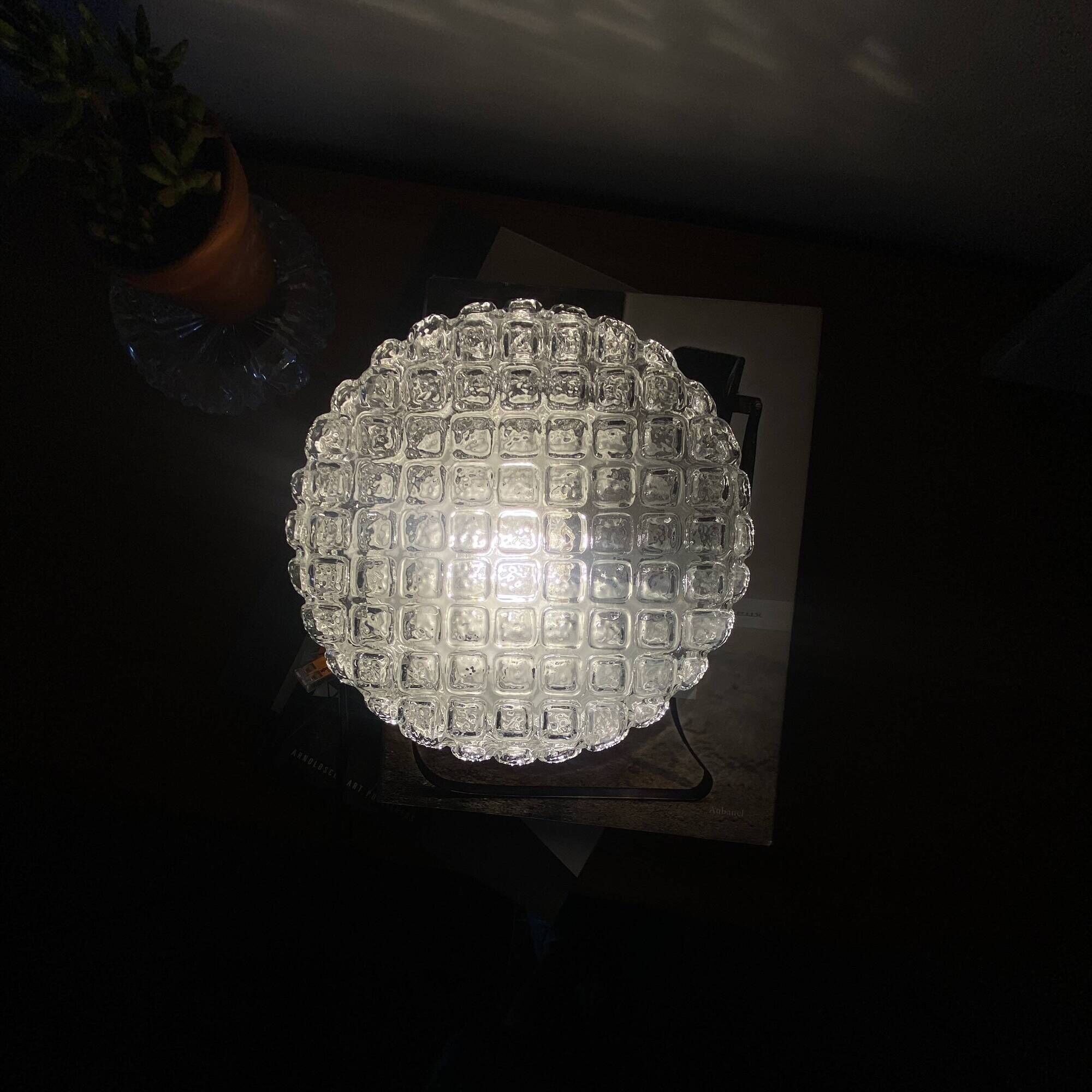 Ancienne applique murale ronde plafonnier verre transparent vintage 1970