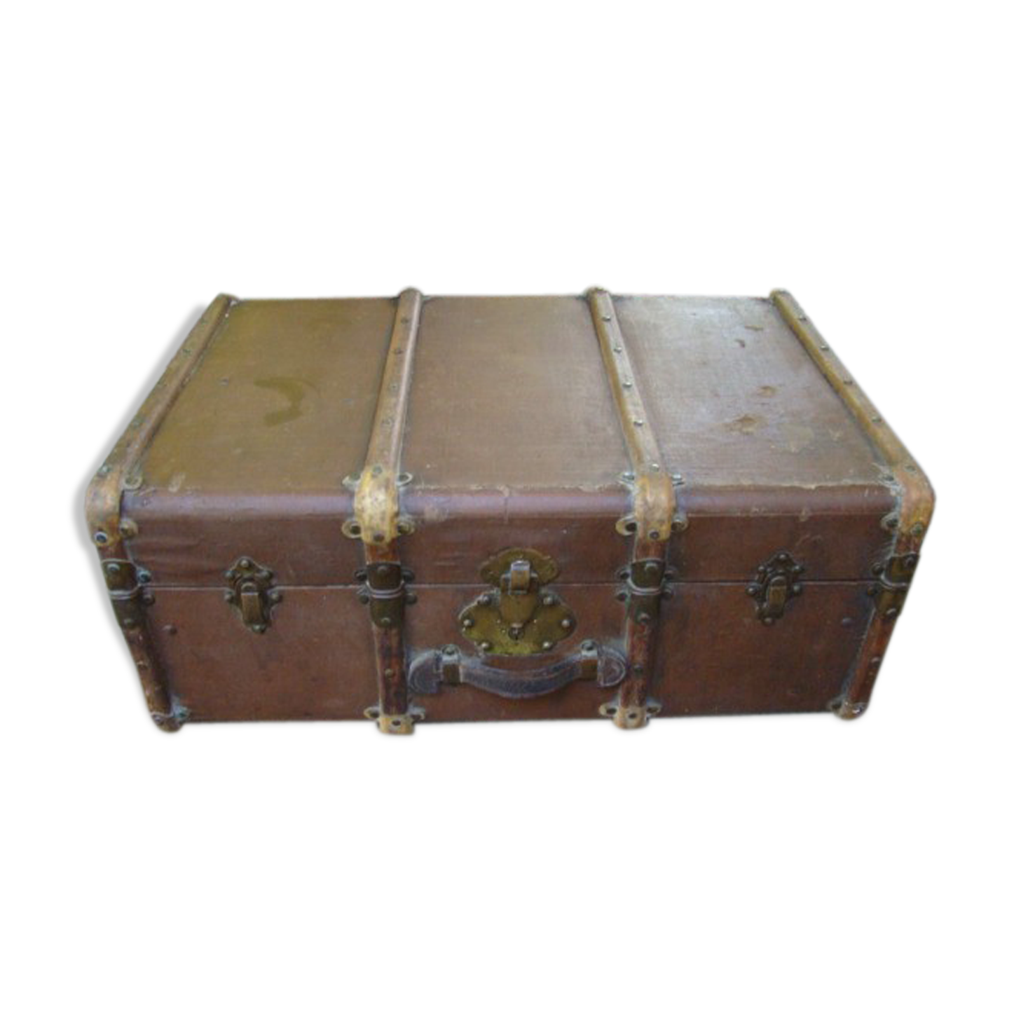 Old brown canvas trunk