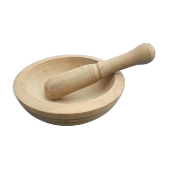 Mortar and wooden pestle