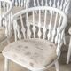 Matte white painted beech chair with upholstered seat in fabric 1970
