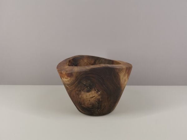 Coupe ou vide-poches en bois d'olivier années 60 Mid-Century / décoration Wabi-sabi