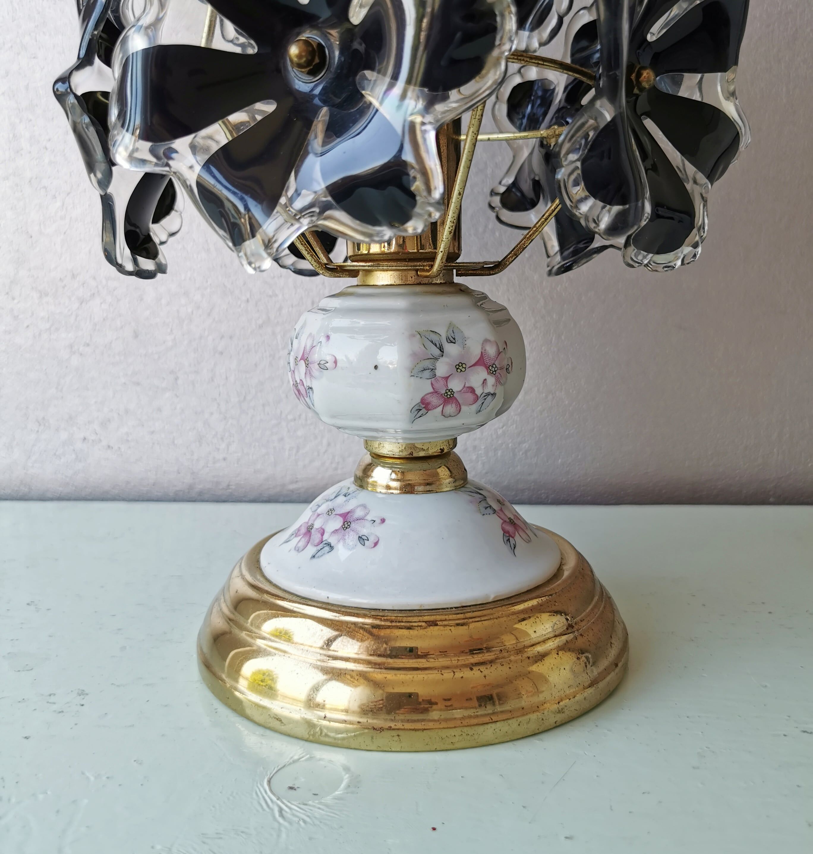 Table lamp with glass flowers, 80
