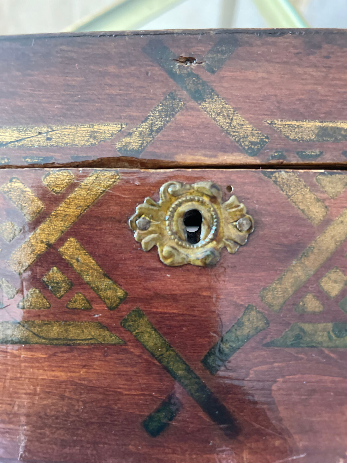 Old varnished wooden box