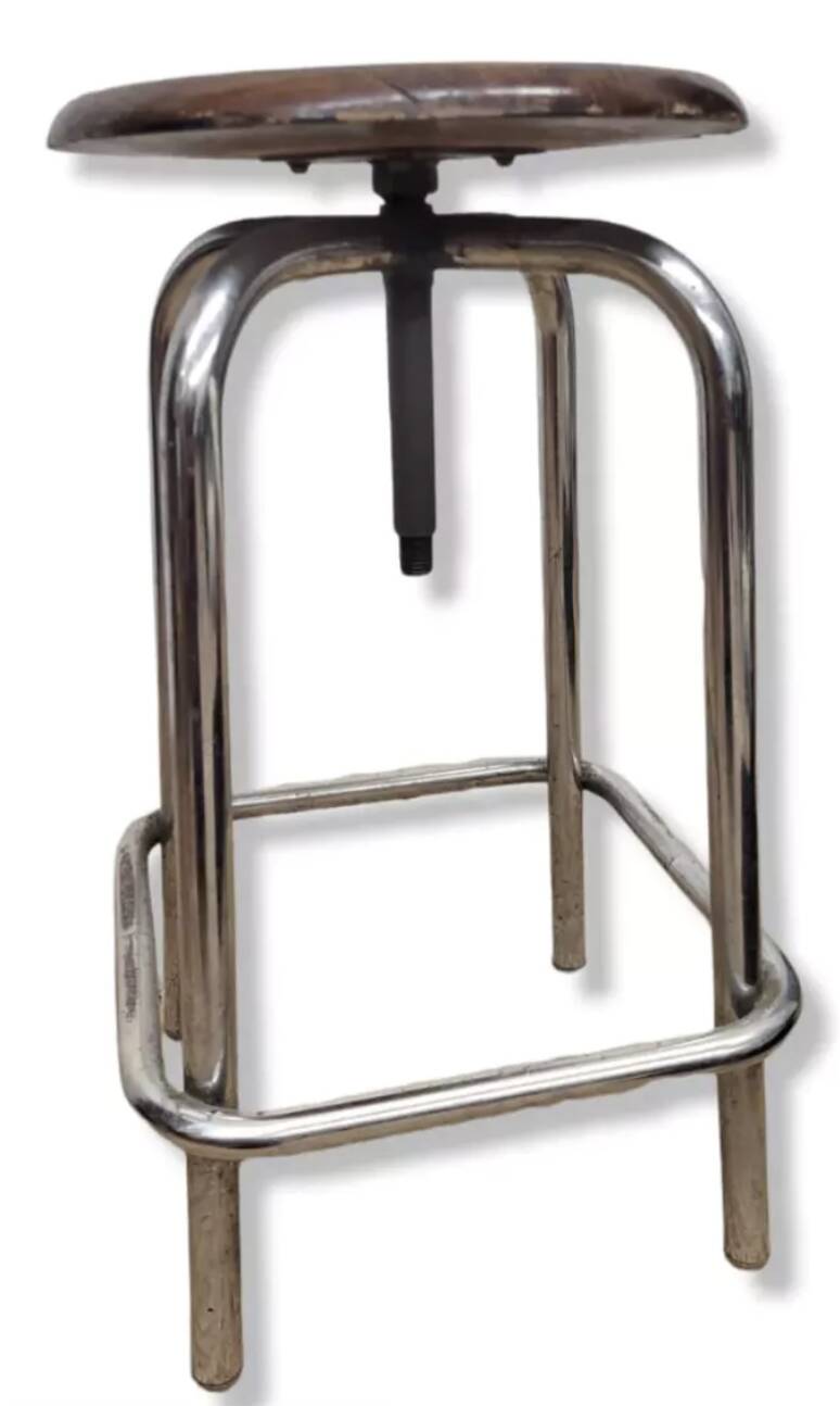 Tabouret réglable en bois et acier