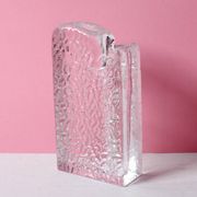 Mid-century Single Flower Textured Glass Block Bud Vase / Germany / 1960s