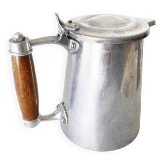 COFFEE POT in Aluminum and wood from the 1950s French Navy