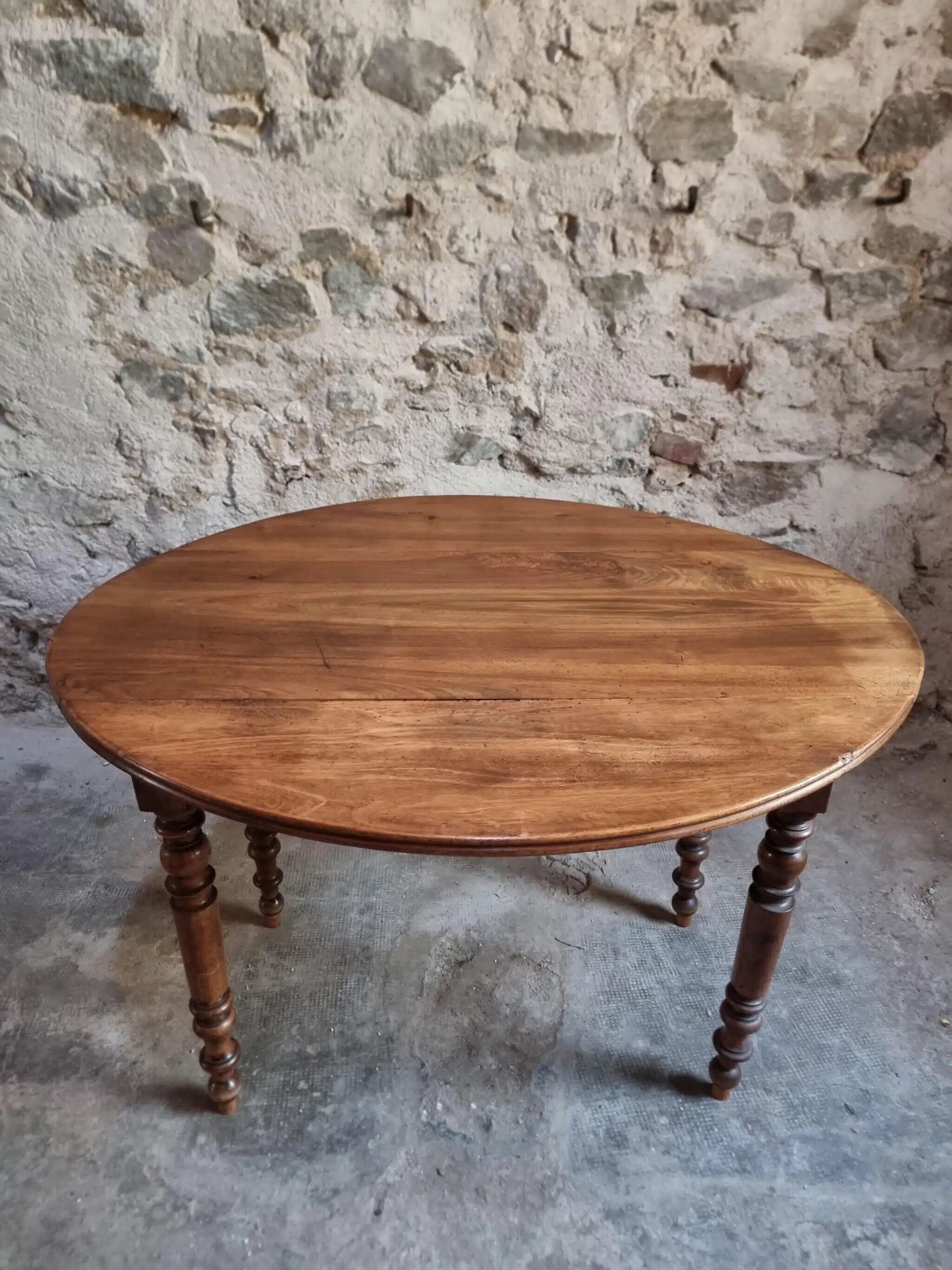 Antique French walnut folding dining table