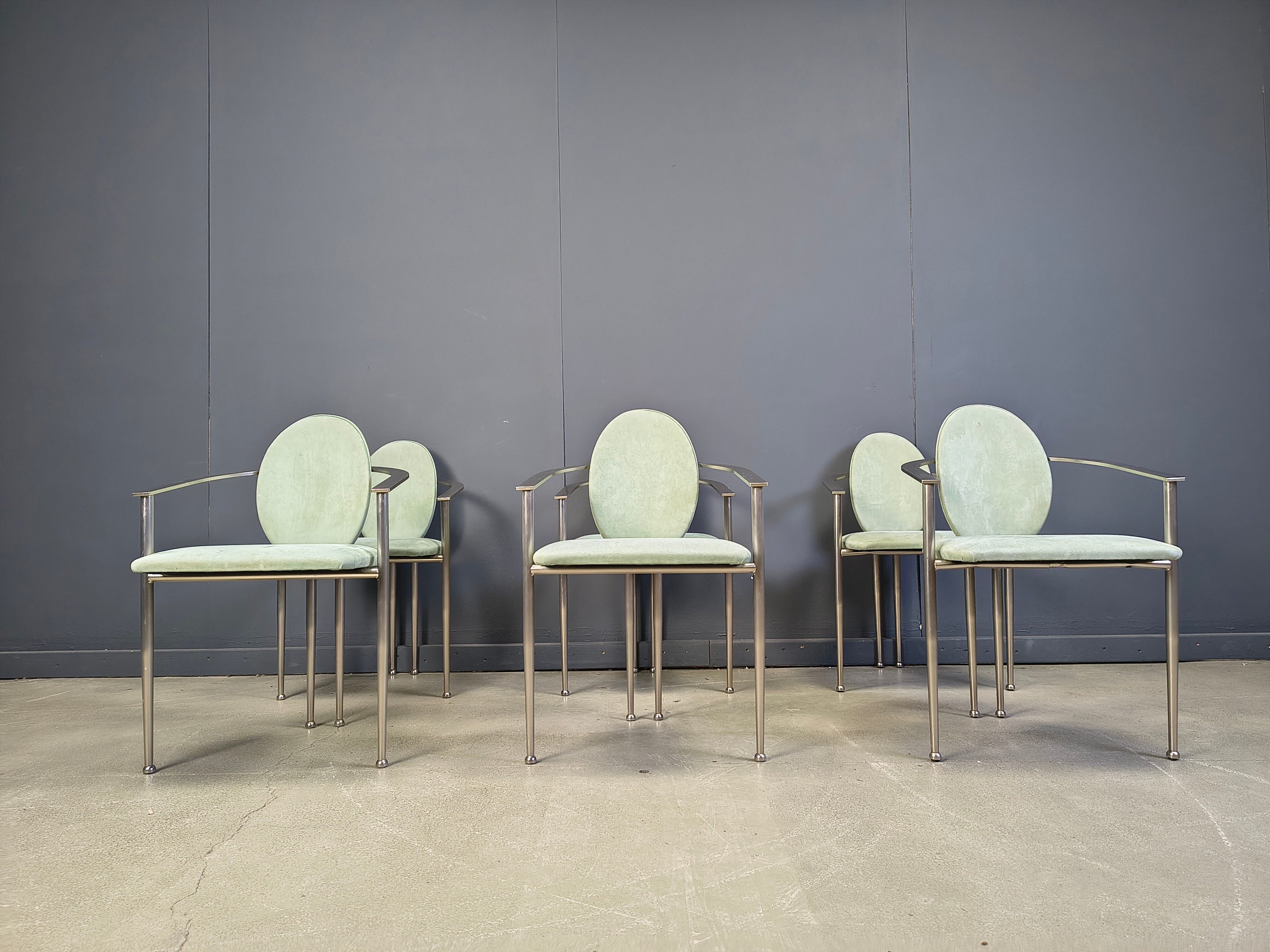 Vintage dining chairs by Belgochrom, set of 6 - 1980s