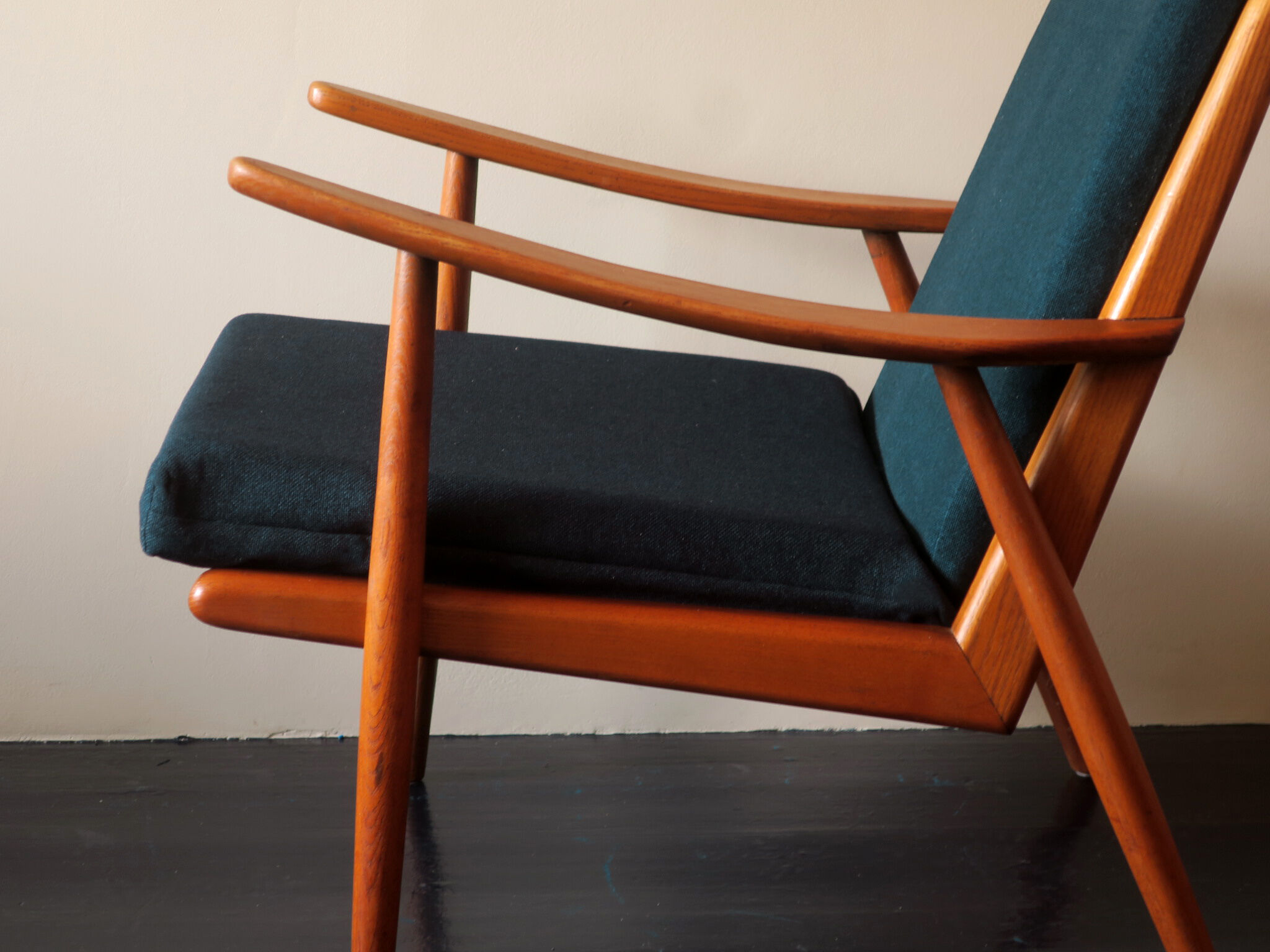 Scandinavian armchair with sea blue-green covers 1950s