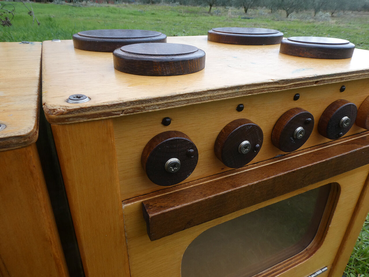 Vintage wooden children's school kitchen set