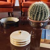 Jean Robj, Art Deco white and gold ceramic box, Robj Paris, France 1930s