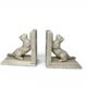 Art Deco, pair of crackled earthenware bookends featuring cats from Louvière around 1930.