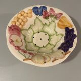 Fruit drainer salad bowl in slip signed FC vintage