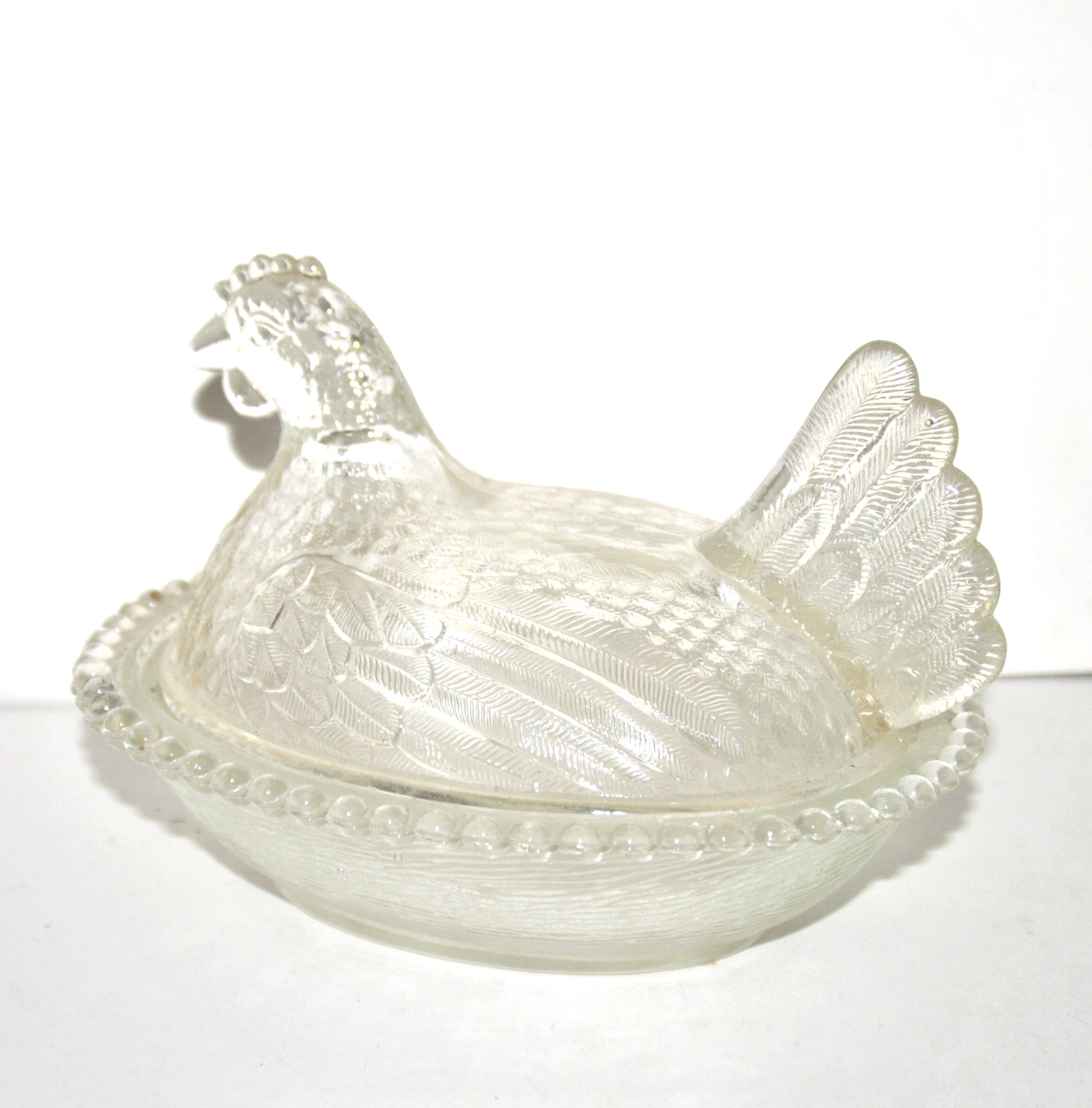 Box Bonbonnière Glass chicken - vintage chicken butter maker VERRERIE PORTIEUX