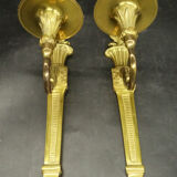 Pair of wall lamps with Louis XVI style flowers