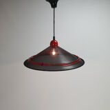 Postmodern black steel and red hanging pendant,1980s