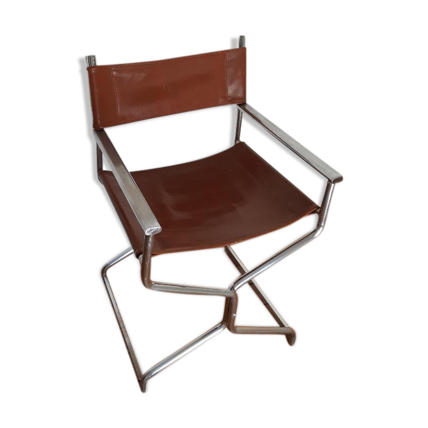 Leather folding armchair