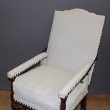Fauteuil à crémaillère d'époque Louis XIV en noyer