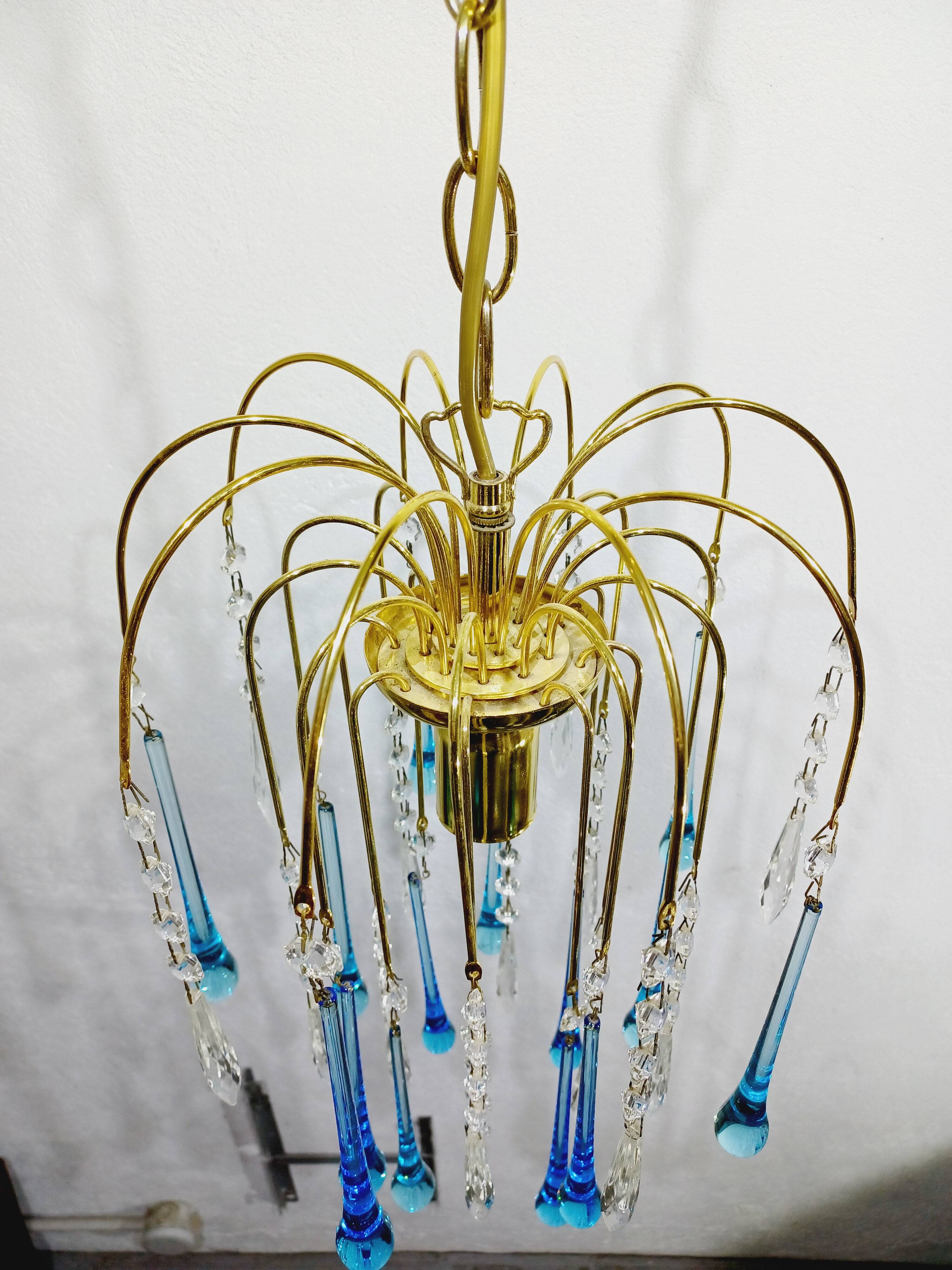 Murano Chandelier Blue Crystal Drops