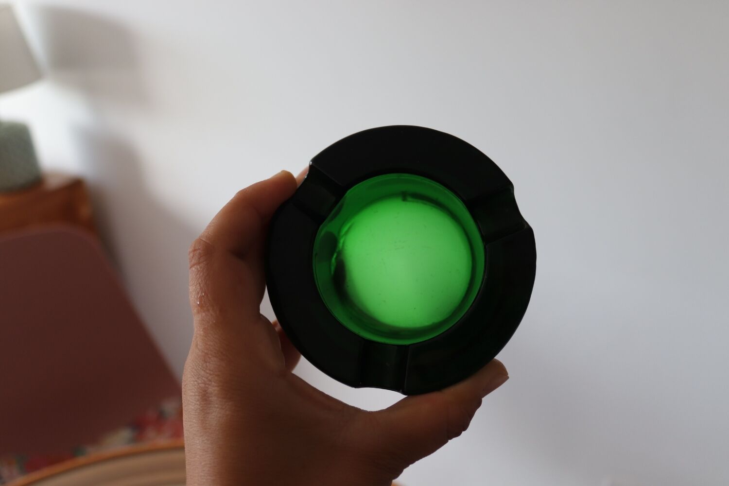 Vintage Green Glass Ashtray