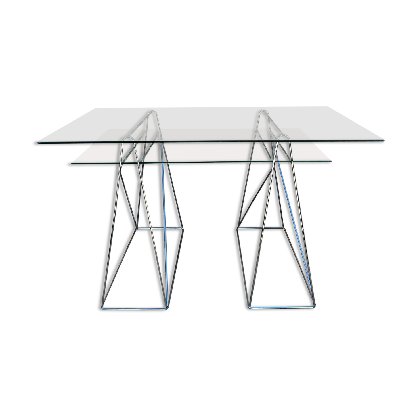 Modernist desk chrome and glass