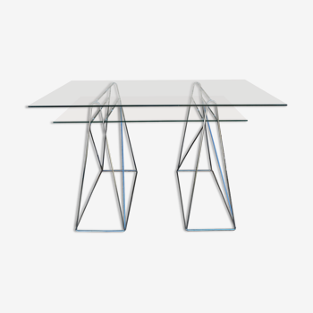 Modernist desk chrome and glass