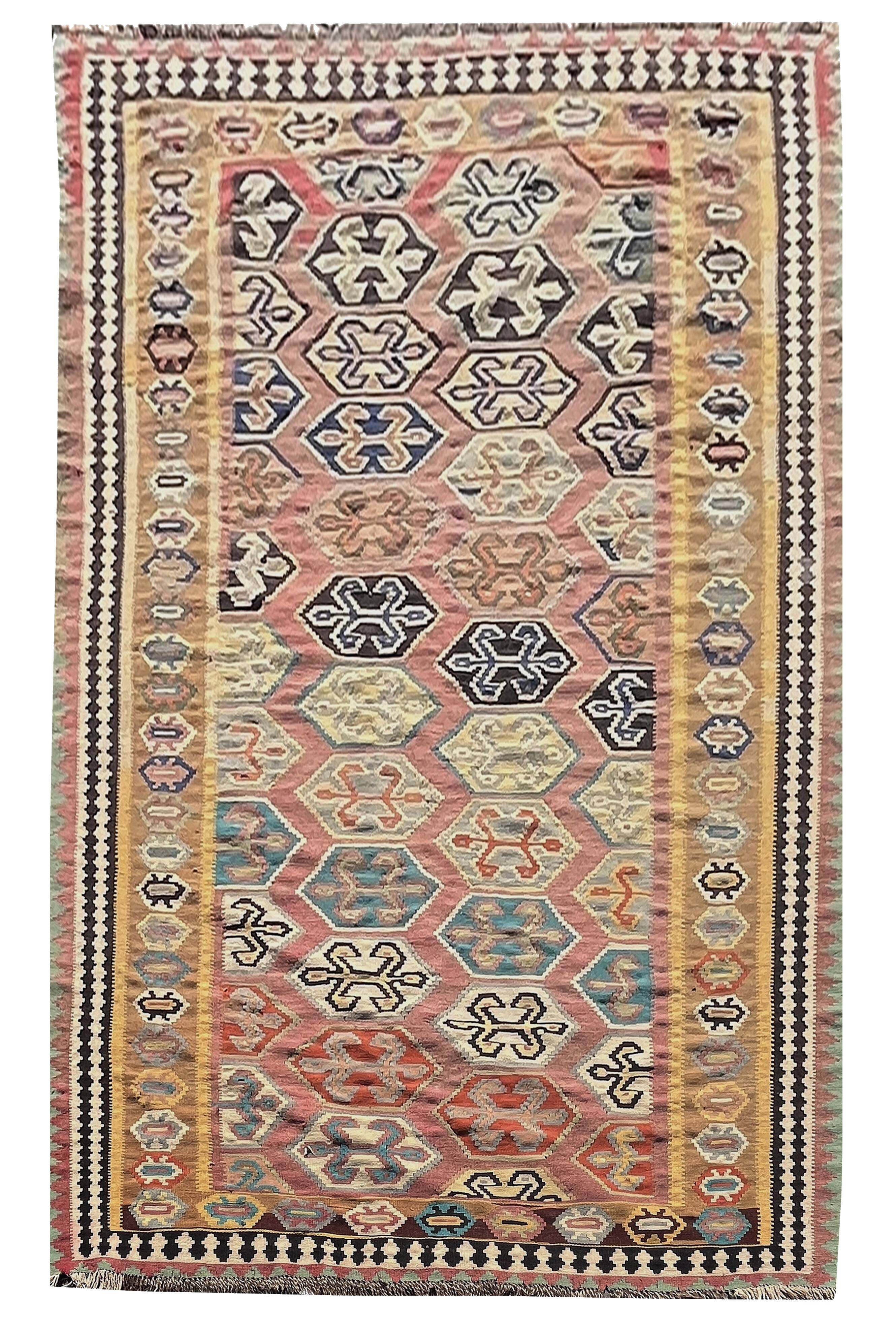 Kilim Rug Made By The Gashgai Tribes In Iran: 1.60 X 2.95 Meters