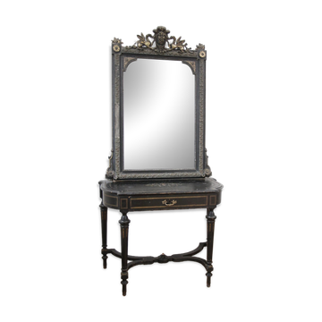 Miroir antique du 19e siècle avec griffons et table console
