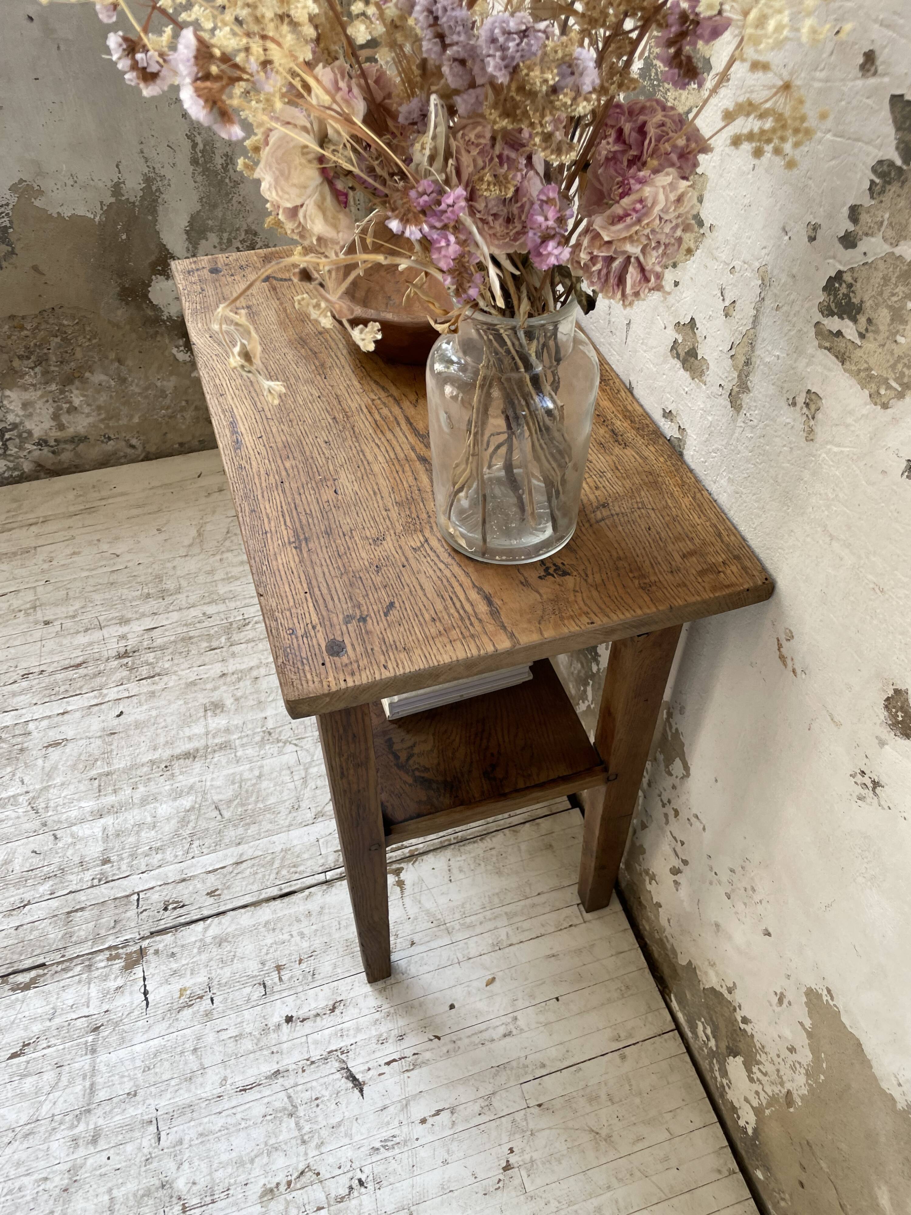 Oak console side table