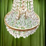 Hot air balloon pendant with glass tassels and gold frame