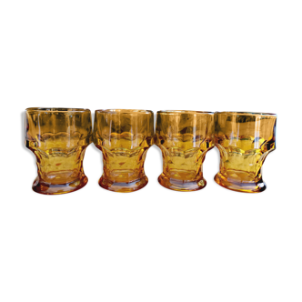 Lot 4 verres ambrés Italy