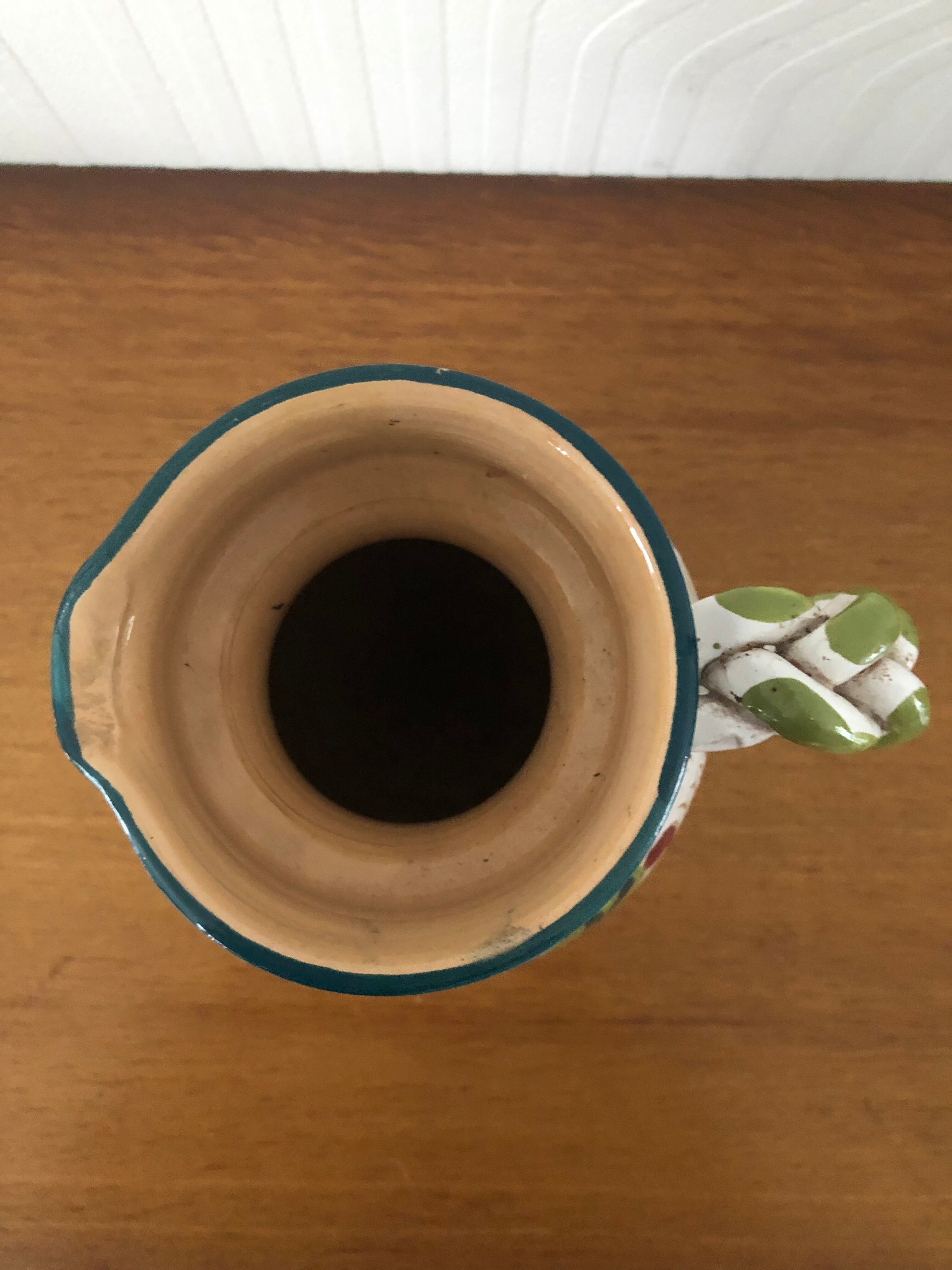 Italian majolica ceramic pitcher / jug signed